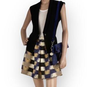3.1 Phillip Lim Skort Skirt Shorts Ikat Plaid Print Linen Silk Size‎ 4